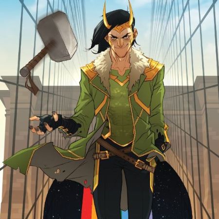 Loki playing with Mjolnir in Comics